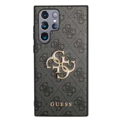 Zadní kryt Guess PU 4G Metal Logo pro Samsung Galaxy S24 Ultra, šedá