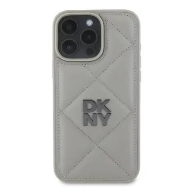 Zadní kryt DKNY PU Leather Quilted Stack Logo pro Apple iPhone 16 Pro Max, šedá