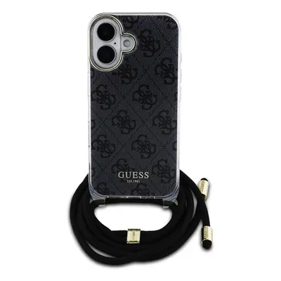 Zadní kryt Guess IML 4G Printed Crossbody popruh pro Apple iPhone 16, černá