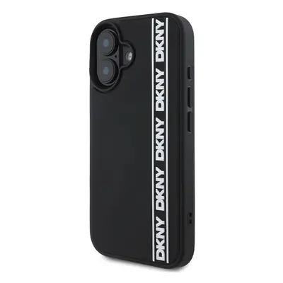 Zadní kryt DKNY 3D Rubber Repeat Logo Line pro Apple iPhone 16, černá