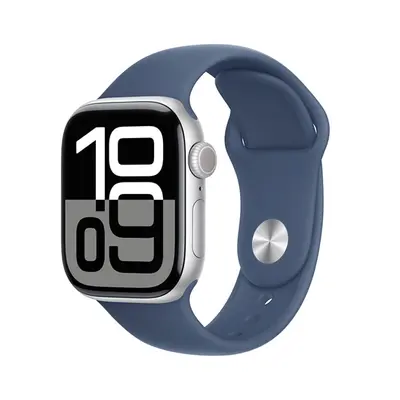 Apple Watch Series 10 GPS + Cellular 42mm Silver Aluminium / Denim Sport Band - S/M