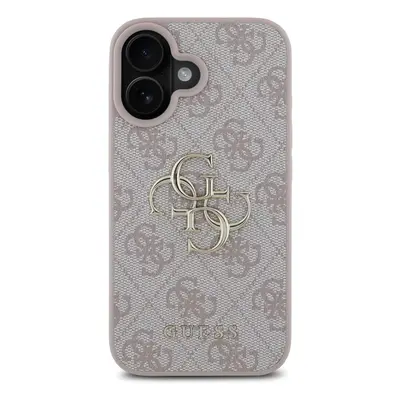 Zadní kryt Guess PU 4G Metal Logo pro Apple iPhone 16, růžová