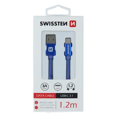 Datový kabel Swissten Textile USB/USB-C, 1,2m, blue