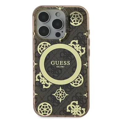 Zadní kryt Guess IML 4G Peony MagSafe pro Apple iPhone 16 Pro Max, hnědá