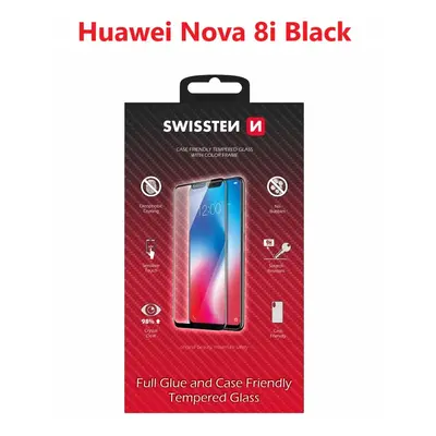 Tvrzené sklo Swissten Full Glue, Color Frame, Case Friendly pro Huawei Nova 8i, černá