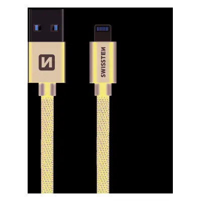 Datový kabel Swissten Textile USB Lightning 0,2 M, black