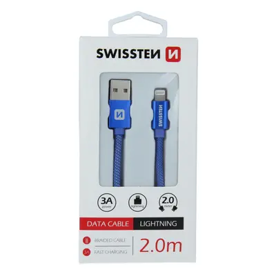 Datový kabel Swissten Textile USB/Lightning, 2,0m, modrý