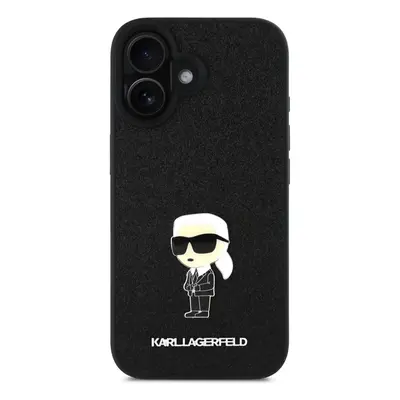 Zadní kryt Karl Lagerfeld Fixed Glitter Metal Ikonik pro Apple iPhone 16, černá