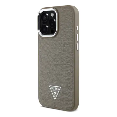 Zadní kryt Guess PU Grained Triangle Logo pro Apple iPhone 16 Pro Max, hnědá