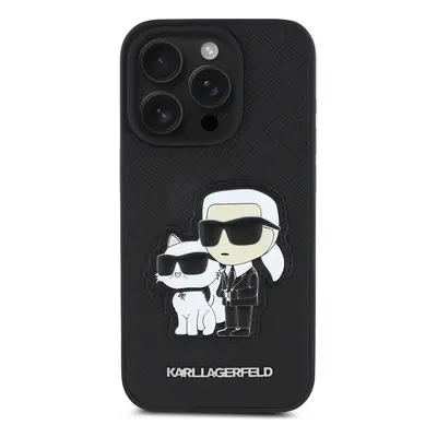 Zadní kryt Karl Lagerfeld PU Saffiano Karl and Choupette pro Apple iPhone 15 Pro, černá