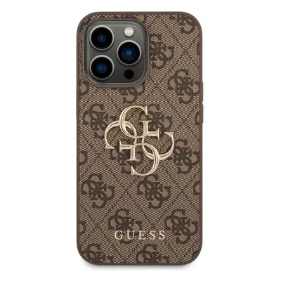 Zadní kryt Guess PU 4G Metal Logo pro Apple iPhone 14 Pro, hnědá