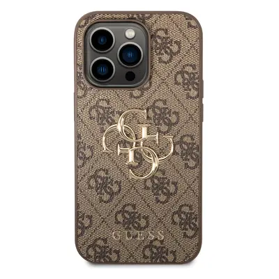 Zadní kryt Guess PU 4G Metal Logo pro Apple iPhone 15 Pro, hnědá