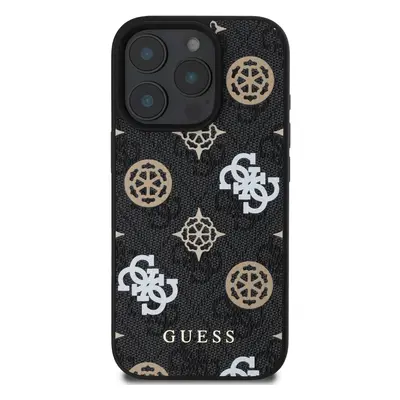 Zadní kryt Guess PU 4G Peony MagSafe pro Apple iPhone 16 Pro, černá