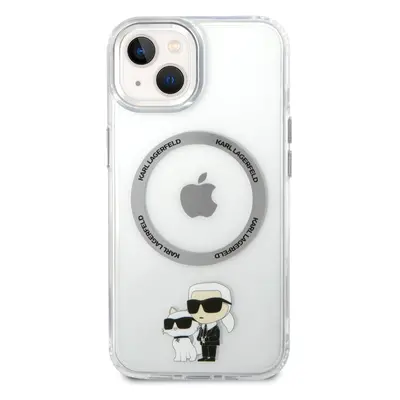 Zadní kryt Karl Lagerfeld IML Karl and Choupette NFT MagSafe pro Apple iPhone 15, transparentní