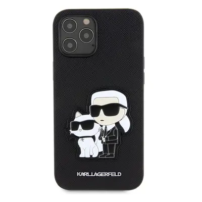 Zadní kryt Karl Lagerfeld PU Saffiano Karl and Choupette pro Apple iPhone 12/12 Pro, černá