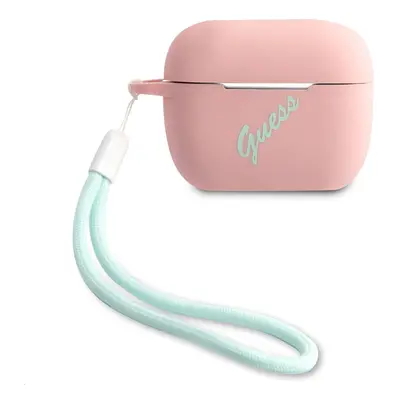 Silikonové pouzdro Guess Vintage GUACAPLSVSPG pro Airpods Pro, růžová