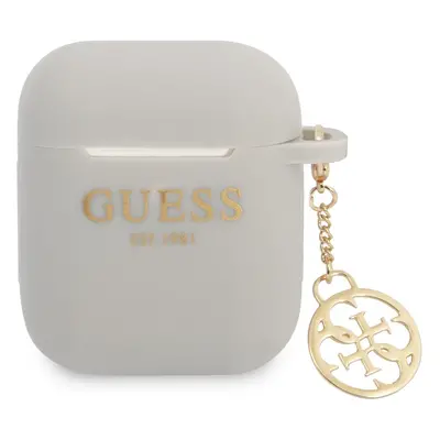 Silikonové pouzdro Guess 4G Charms pro Airpods 1/2, šedá