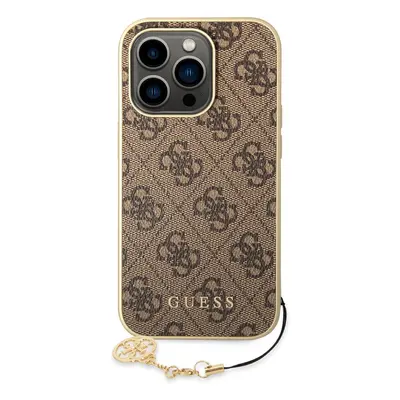 Zadní kryt Guess 4G Charms pro Apple iPhone 14 Pro, hnědá