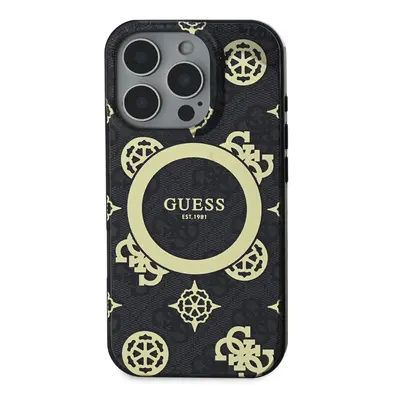 Zadní kryt Guess IML 4G Peony MagSafe pro Apple iPhone 16 Pro, černá