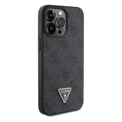 Zadní kryt Guess PU 4G Strass Triangle Metal Logo pro Apple iPhone 15 Pro Max, black