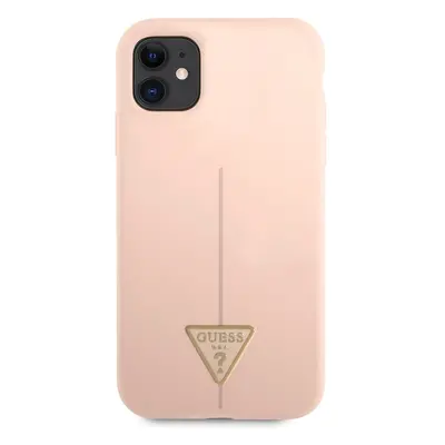 Zadní kryt Guess Silicone Line Triangle pro Apple iPhone 11, růžová