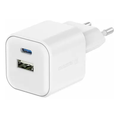 SWISSTEN SÍŤOVÝ ADAPTÉR 12W 1x USB-C + 1x USB-A BÍLÝ