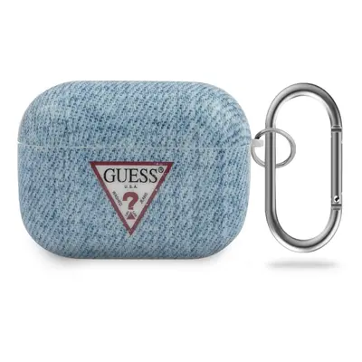 Guess Denim Triangle silikonový kryt GUACAPTPUJULLB Apple Airpods Pro light blue