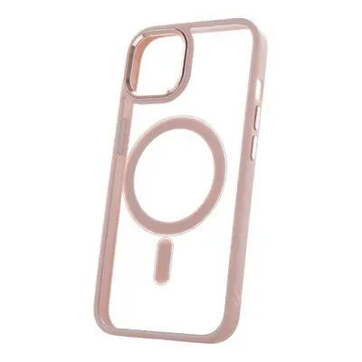 Silikonové TPU pouzdro Satin Clear Mag pro Apple iPhone 13, růžová