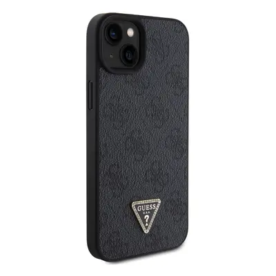 Zadní kryt Guess PU 4G Strass Triangle Metal Logo pro Apple iPhone 15 Plus, black