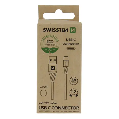 Datový kabel Swissten USB/USB-C, 1,2m, bílá