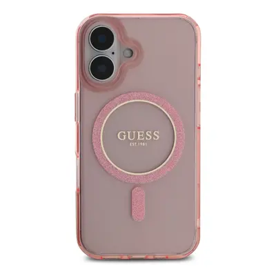 Zadní kryt Guess IML Glitter Ring MagSafe pro Apple iPhone 16, růžová