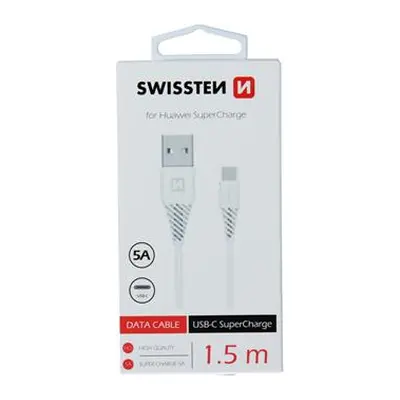 Datový kabel SWISSTEN USB / USB-C SUPER CHARGE 5A 1,5m white