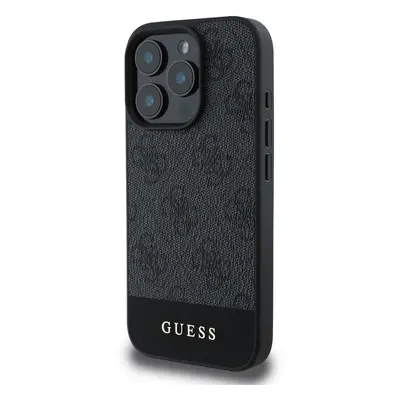 Zadní kryt Guess PU 4G Stripe pro Apple iPhone 16 Pro, šedá