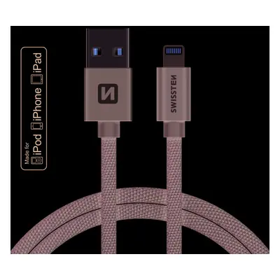 Datový kabel Swissten Textile USB Lightning MFi 1,2 M , grey