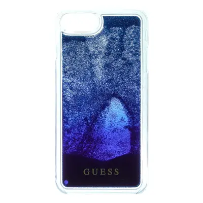 Zadní kryt Guess Liquid Glitter Flower GUHCP13LLFLSB pro Apple iPhone 13 Pro, modrá