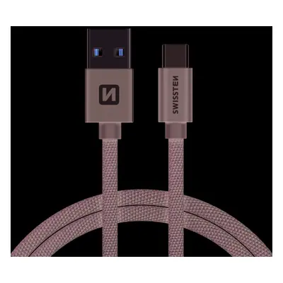 Datový kabel Swissten Textile USB / USB-C 1,2 M, grey