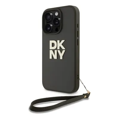 Zaní kryt DKNY PU Leather Stack Logo Wrist Strap pro Apple iPhone 16 Pro Max, zelená