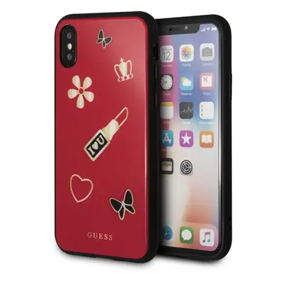 Guess Iconic silikonové pouzdro GUHCPXACLSRE pro Apple iPhone X red