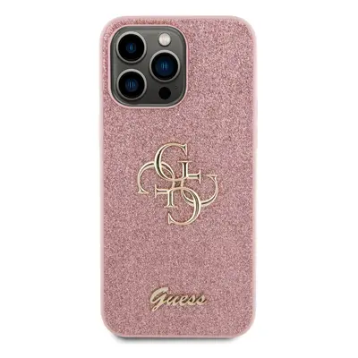 Zadní kryt Guess PU Fixed Glitter 4G Metal Logo pro Apple iPhone 15 Pro Max, růžová