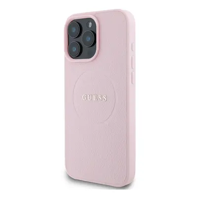 Zadní kryt Guess PU Grained Classic Logo MagSafe pro Apple iPhone 16 Pro Max, růžová