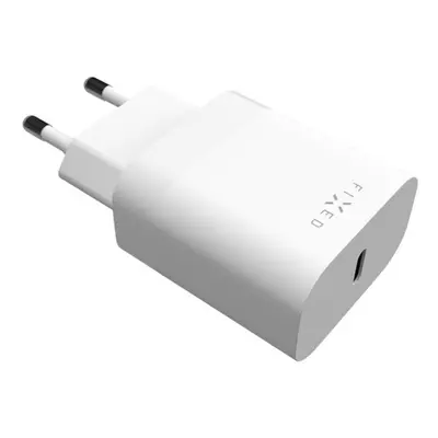 Síťová nabíječka FIXED s USB-C výstupem a podporou PD, 20W, bílá