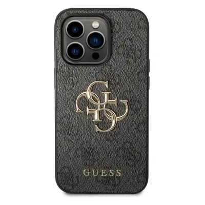 Zadní kryt Guess PU 4G Metal Logo pro Apple iPhone 15 Pro, šedá