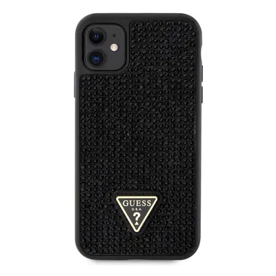 Zadní kryt Guess Rhinestones Triangle Metal Logo pro Apple iPhone 11, černá