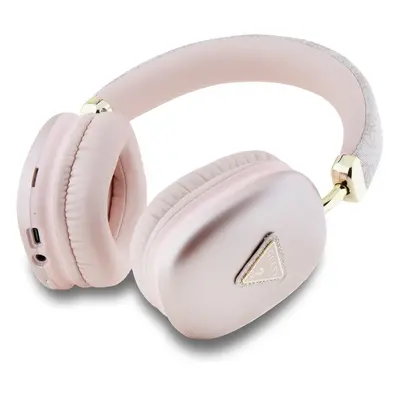 Guess PU Leather 4G Triangle Logo Bluetooth Stereo Headphone, růžová