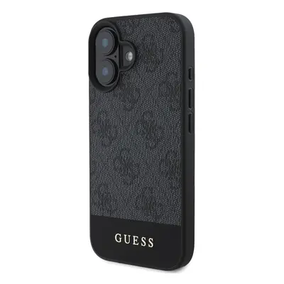 Zadní kryt Guess PU 4G Stripe pro Apple iPhone 16, šedá