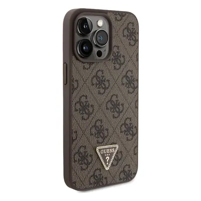 Zadní kryt Guess PU 4G Strass Triangle Metal Logo pro Apple iPhone 15 Pro Max, brown