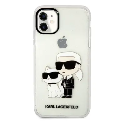 Zadní kryt Karl Lagerfeld IML Glitter Karl and Choupette NFT pro Apple iPhone 11, transparentní