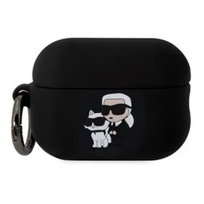 Silikonové pouzdro Karl Lagerfeld 3D Logo NFT Karl and Choupette pro AirPods Pro 2, černá