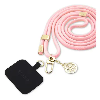 Popruh Guess Crossbody Cord 4G Charm, zlatá / růžová