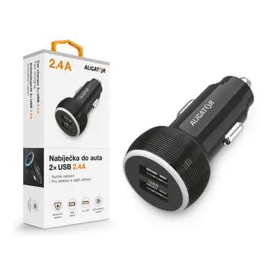 Nabíječka do auta Aligator, 2xUSB 2,4A, originální černá